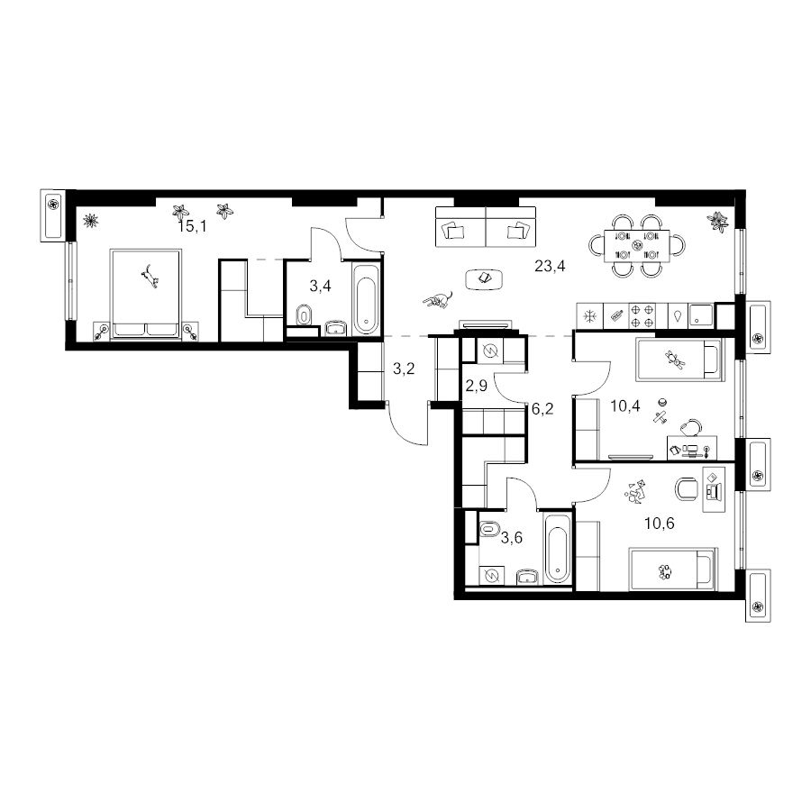 4 ккв (Евро) 81,4 м²