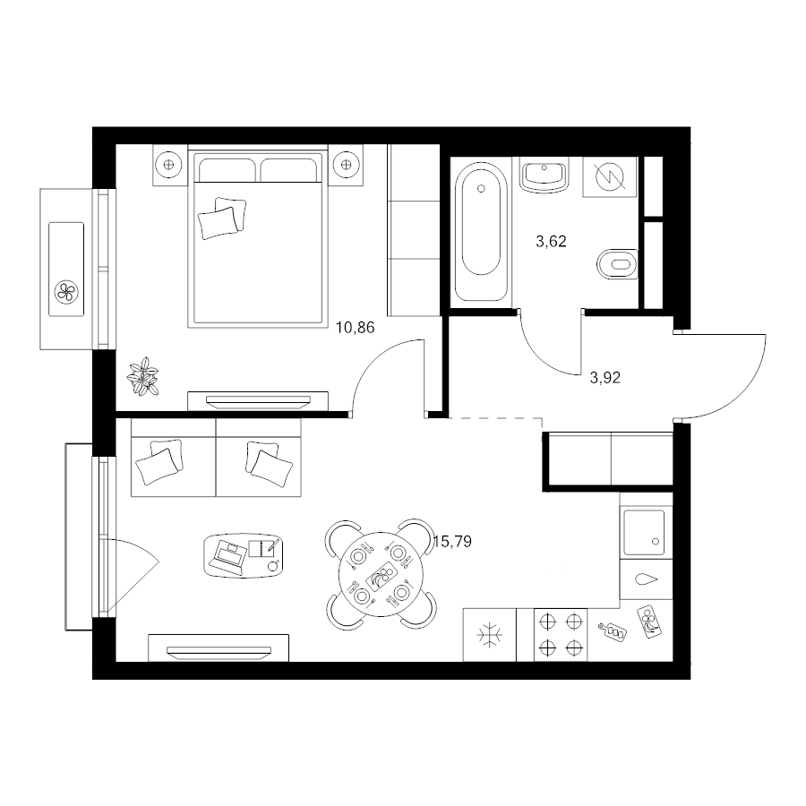 2 ккв (Евро) 34,2 м²