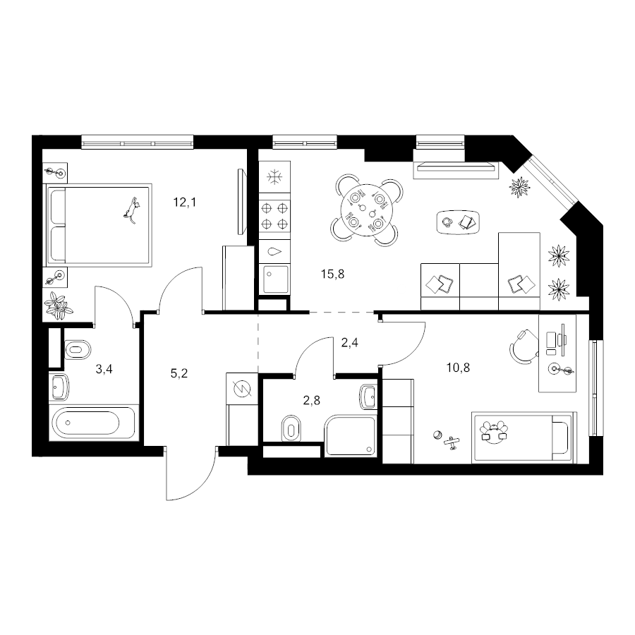 3 ккв (Евро) 52,5 м²