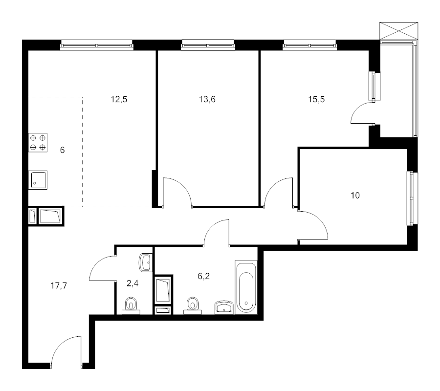 4 ккв (Евро) 85,5 м²