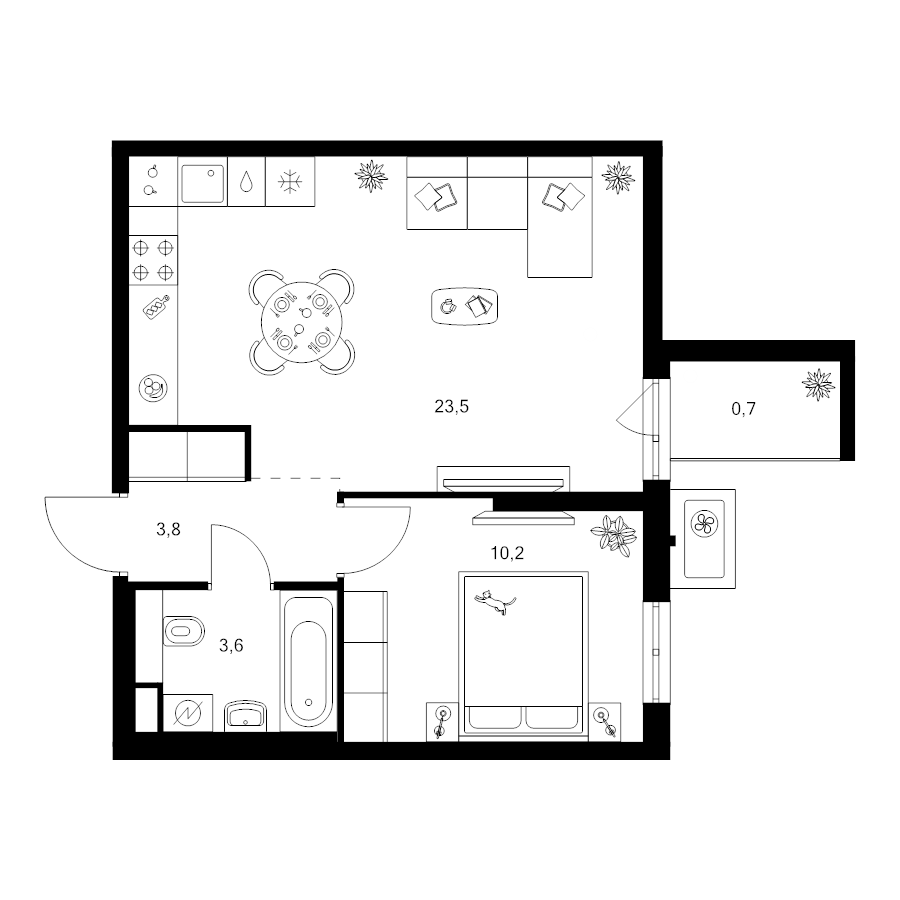 2 ккв (Евро) 41,8 м²