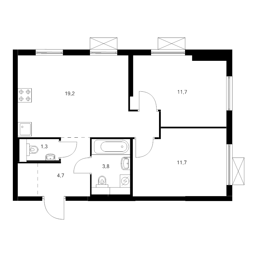 3 ккв (Евро) 52,6 м²
