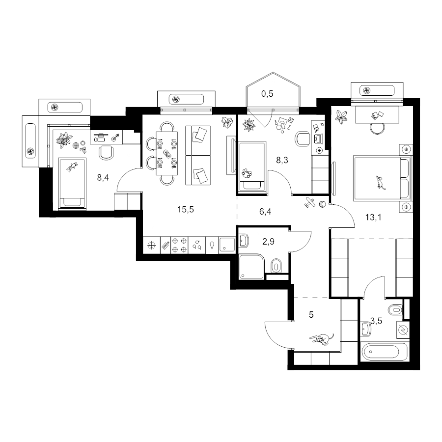 4 ккв (Евро) 69,3 м²