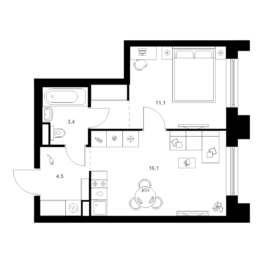 2 ккв (Евро) 37,4 м²
