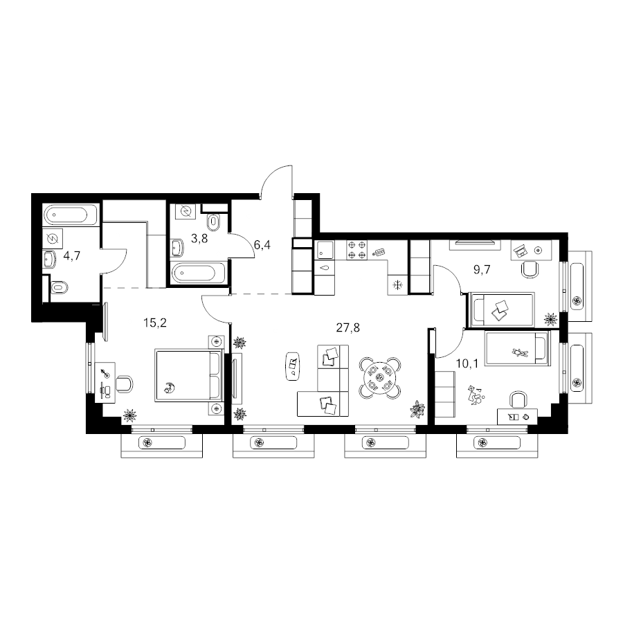 4 ккв (Евро) 82,5 м²