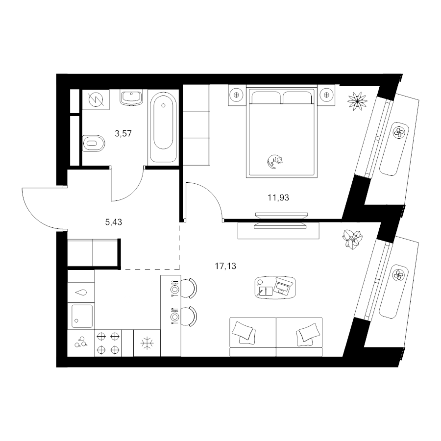 2 ккв (Евро) 38,1 м²