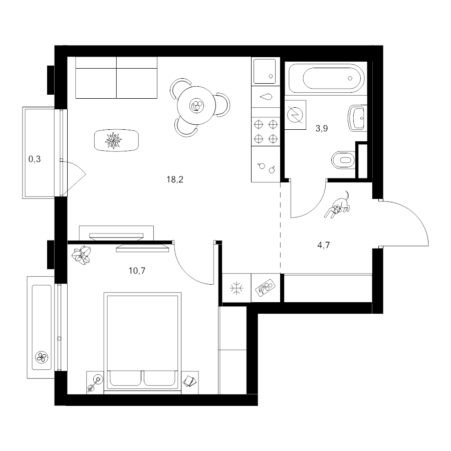 2 ккв (Евро) 37,8 м²