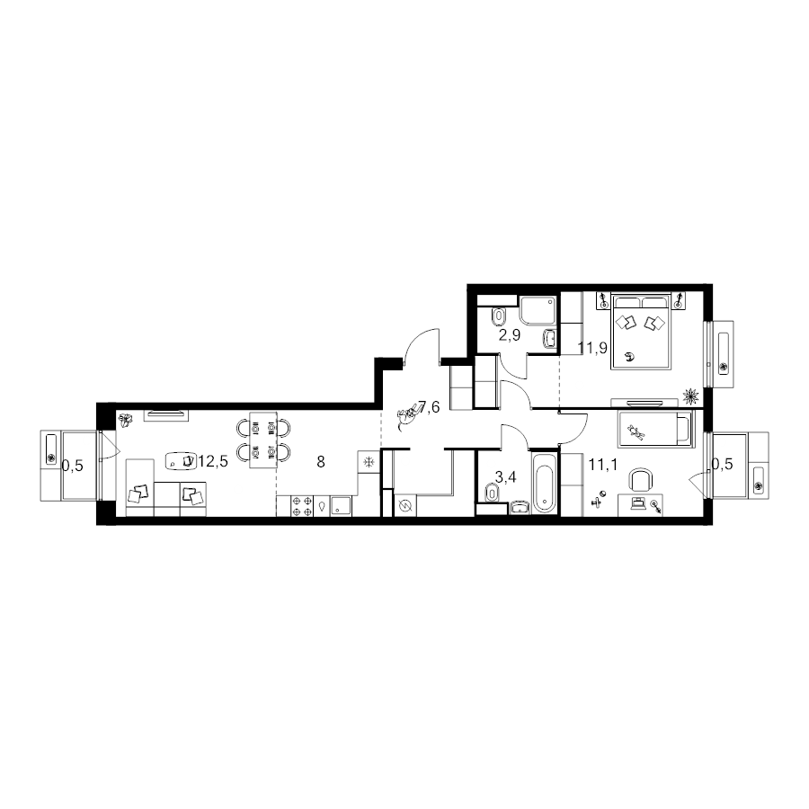 3 ккв (Евро) 65,7 м²