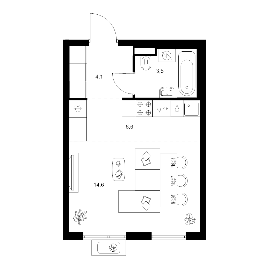 Студия 28,8 м²