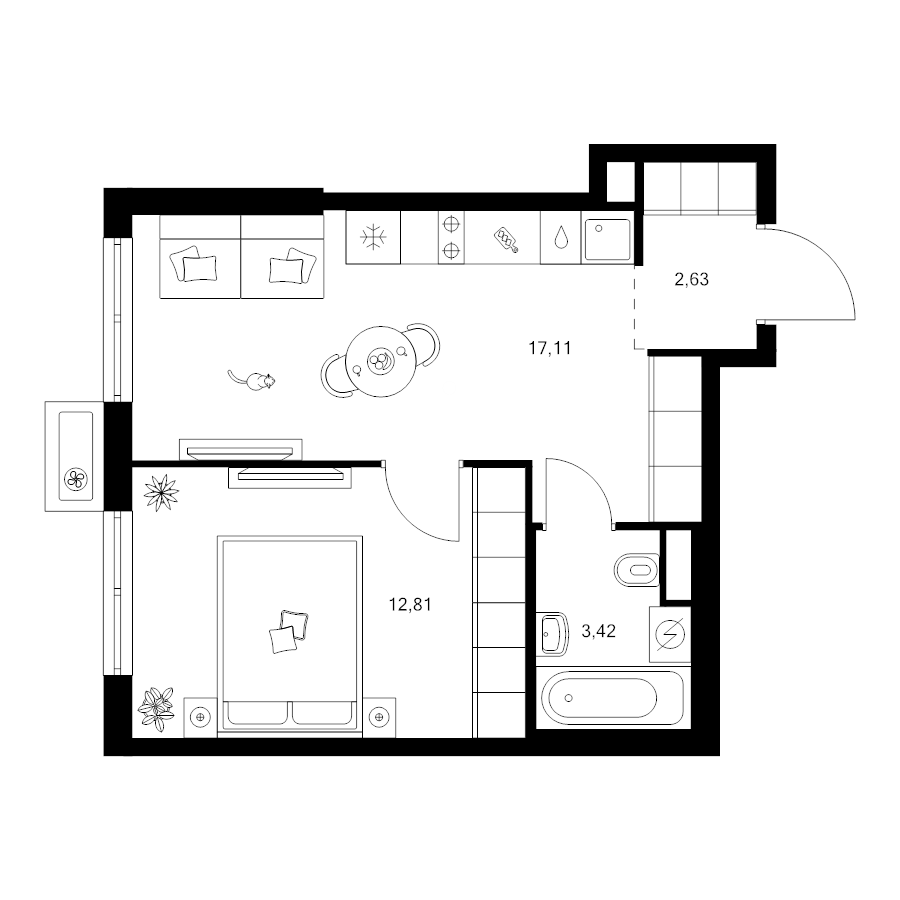 2 ккв (Евро) 35,9 м²