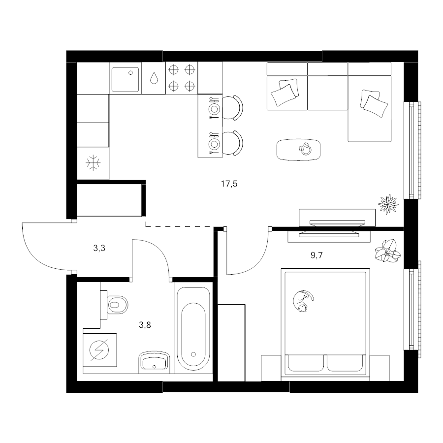 2 ккв (Евро) 34,3 м²