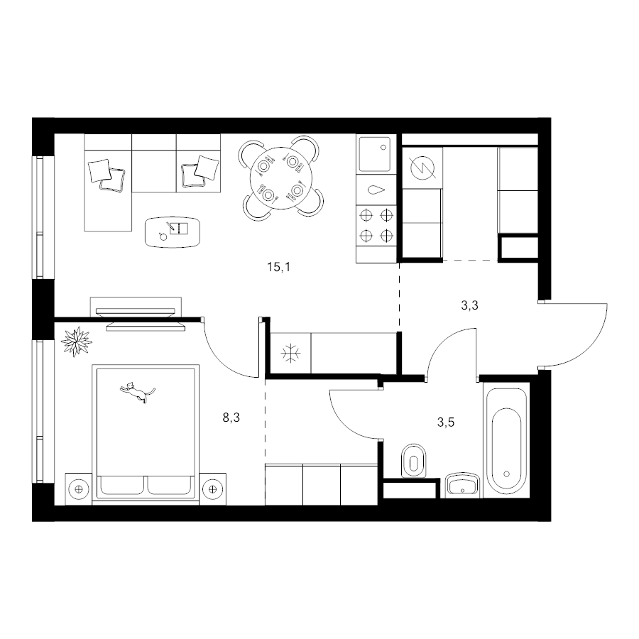 2 ккв (Евро) 36,3 м²