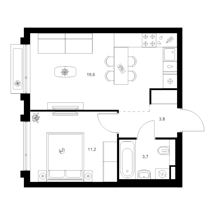 2 ккв (Евро) 38,3 м²