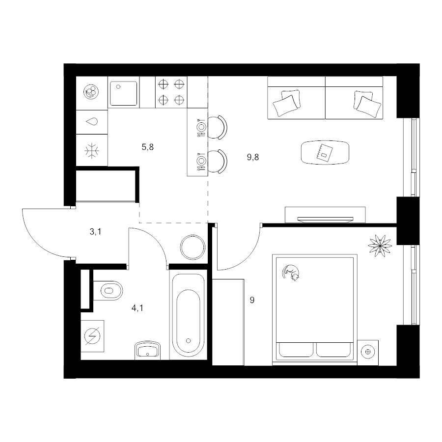 2 ккв (Евро) 31,8 м²