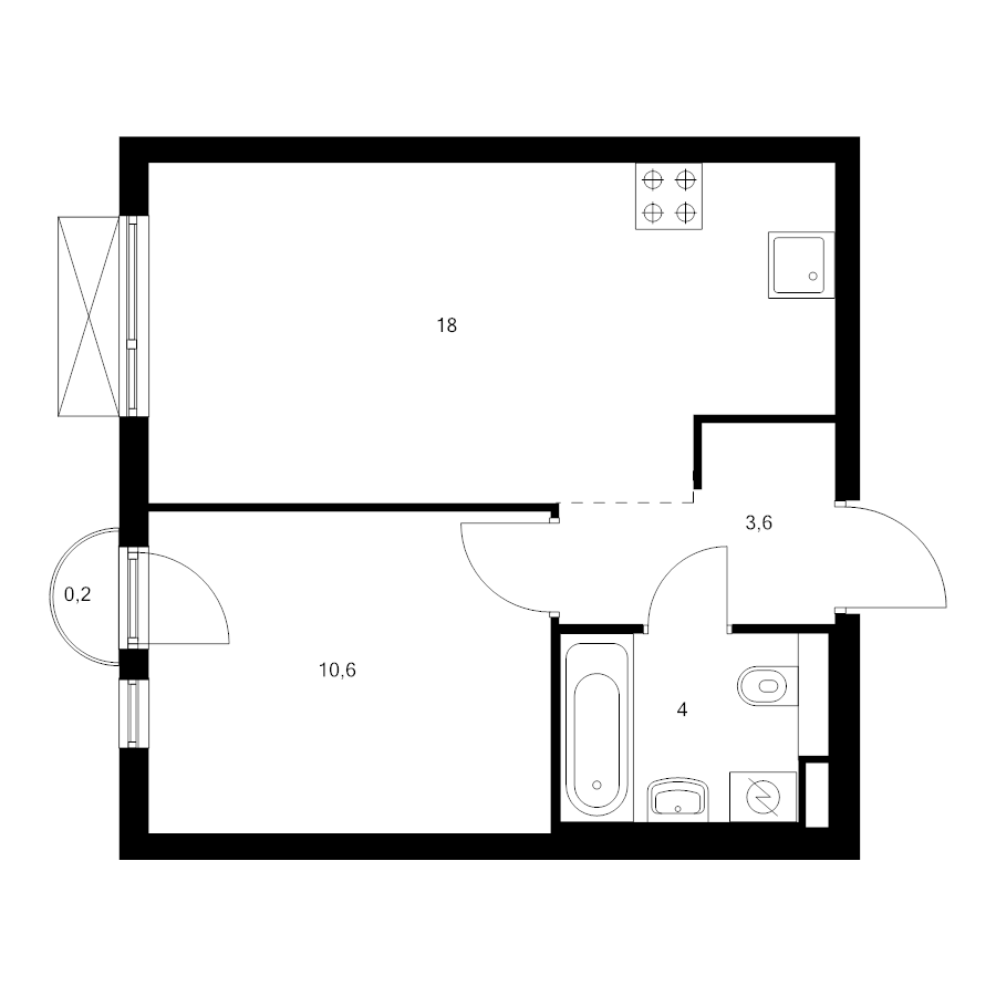 2 ккв (Евро) 36,4 м²