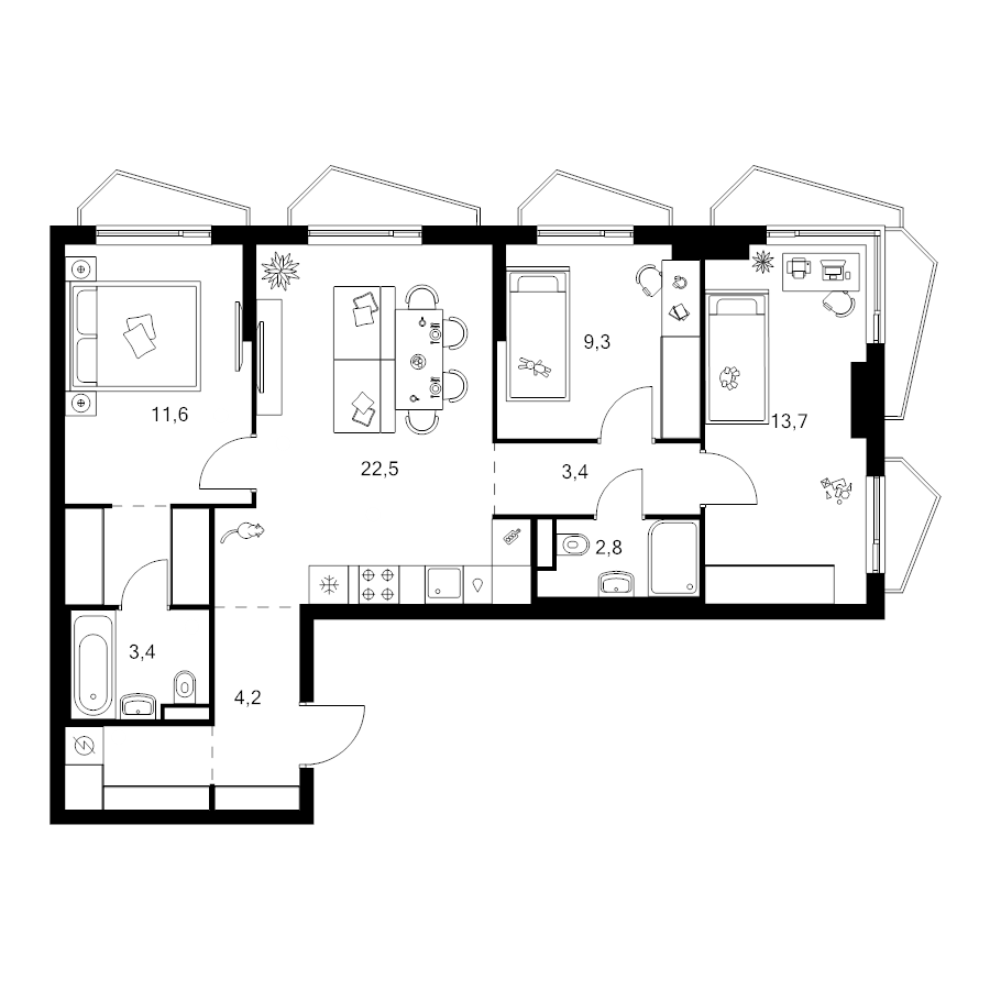 4 ккв (Евро) 77,2 м²