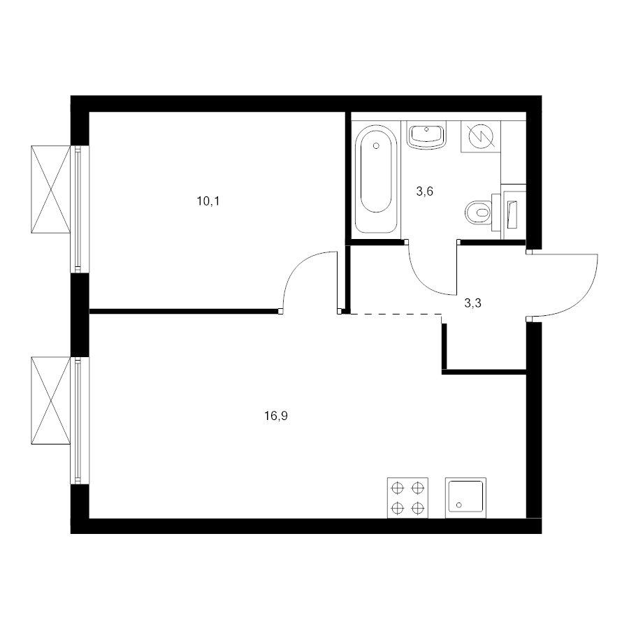 2 ккв (Евро) 33,6 м²