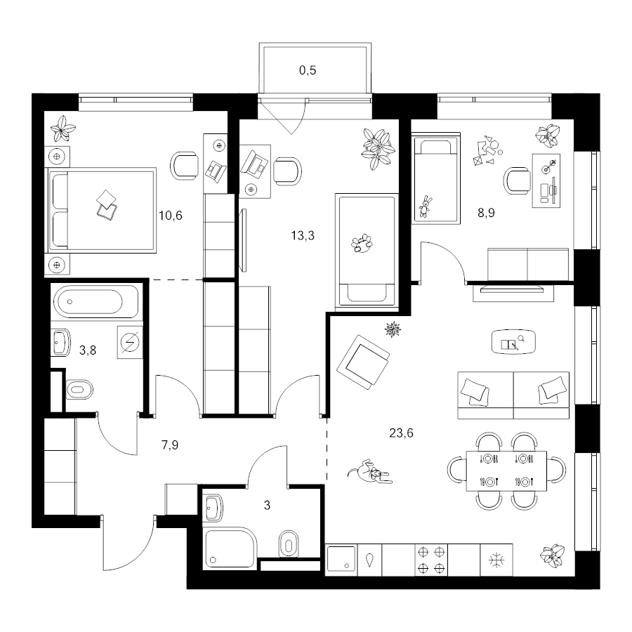 4 ккв (Евро) 75,5 м²