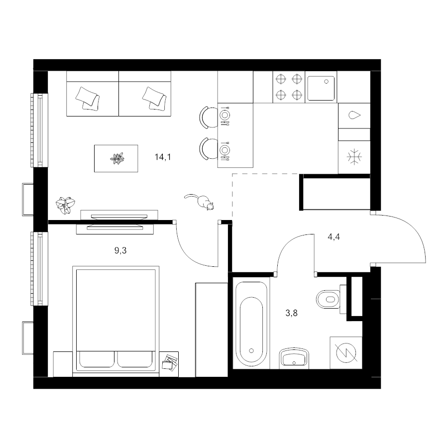 1 ккв 31,6 м²