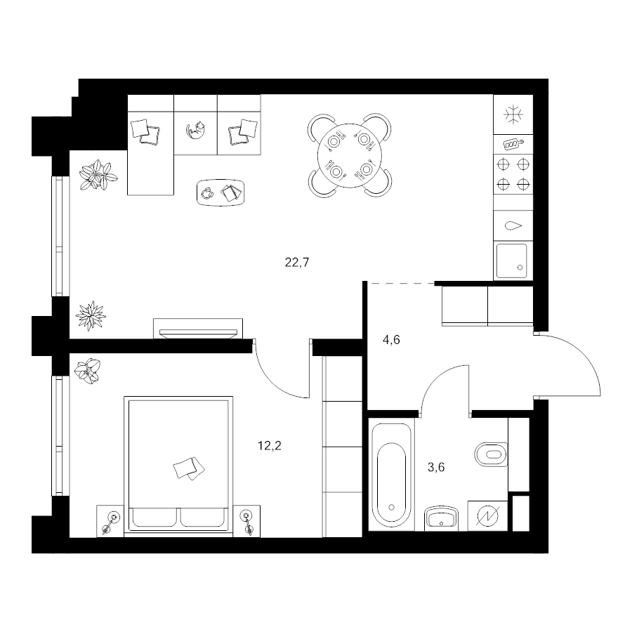 2 ккв (Евро) 43,1 м²