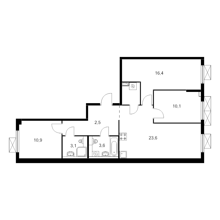 4 ккв (Евро) 78,3 м²