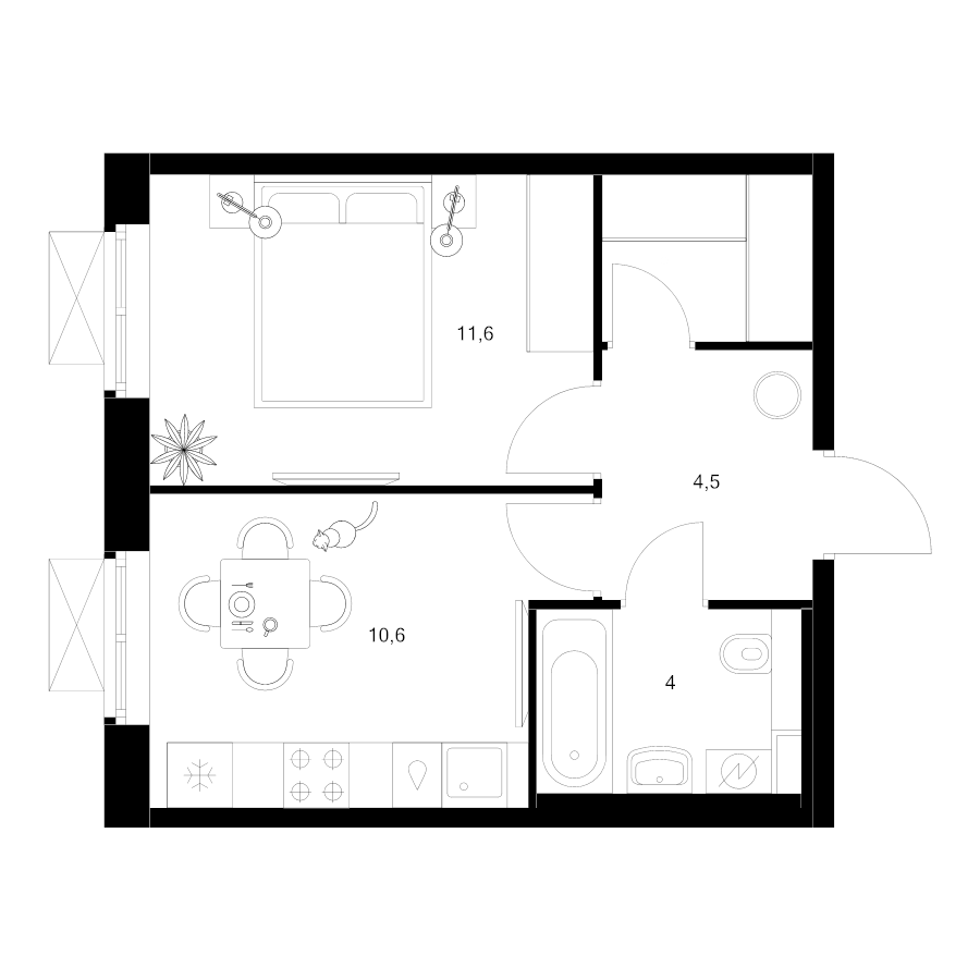 1 ккв 33,3 м²