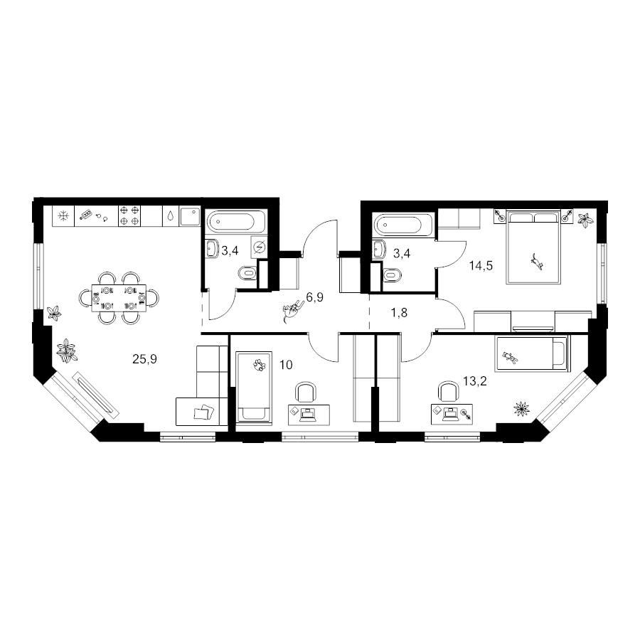 4 ккв (Евро) 79,1 м²