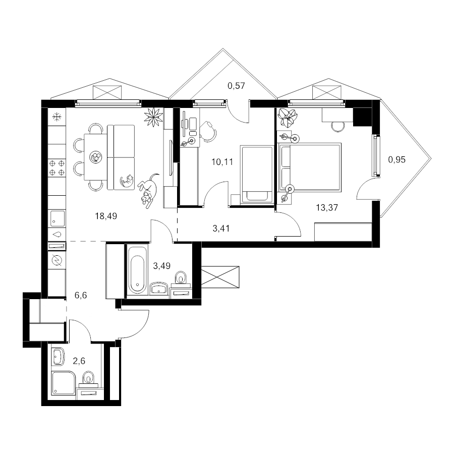 3 ккв (Евро) 61,2 м²