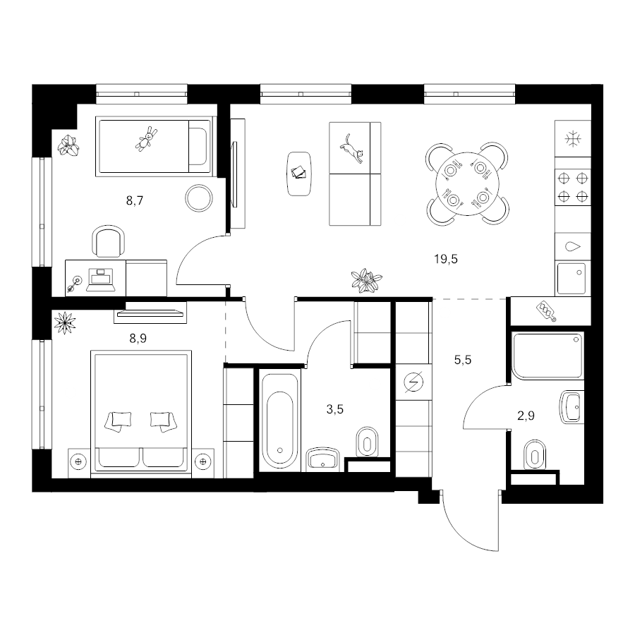 3 ккв (Евро) 51,7 м²