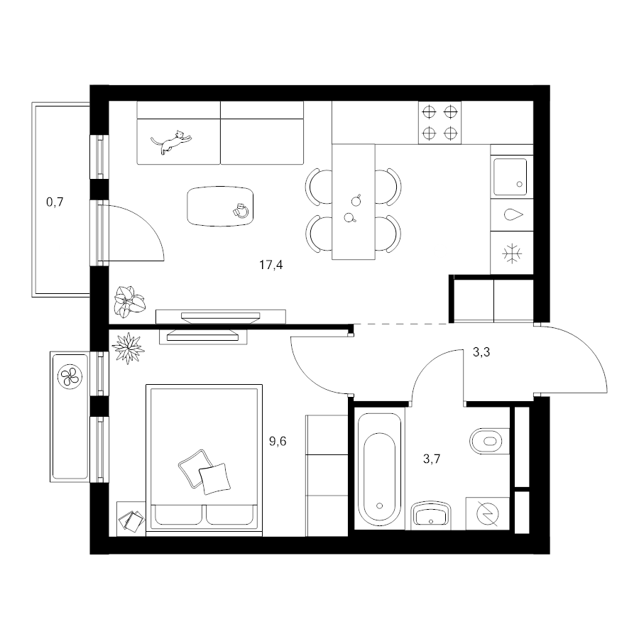 2 ккв (Евро) 34,7 м²
