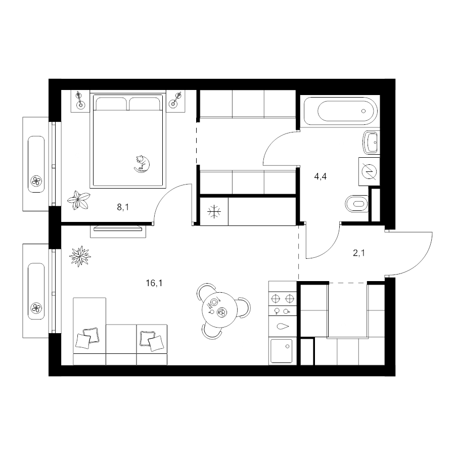 2 ккв (Евро) 38,2 м²