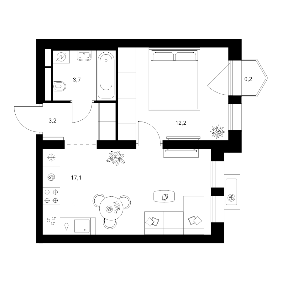 2 ккв (Евро) 36,4 м²
