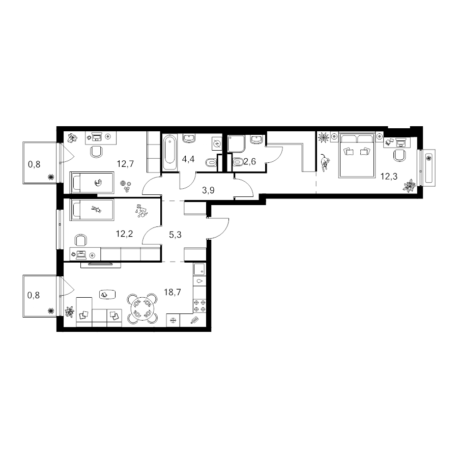 4 ккв (Евро) 81,4 м²
