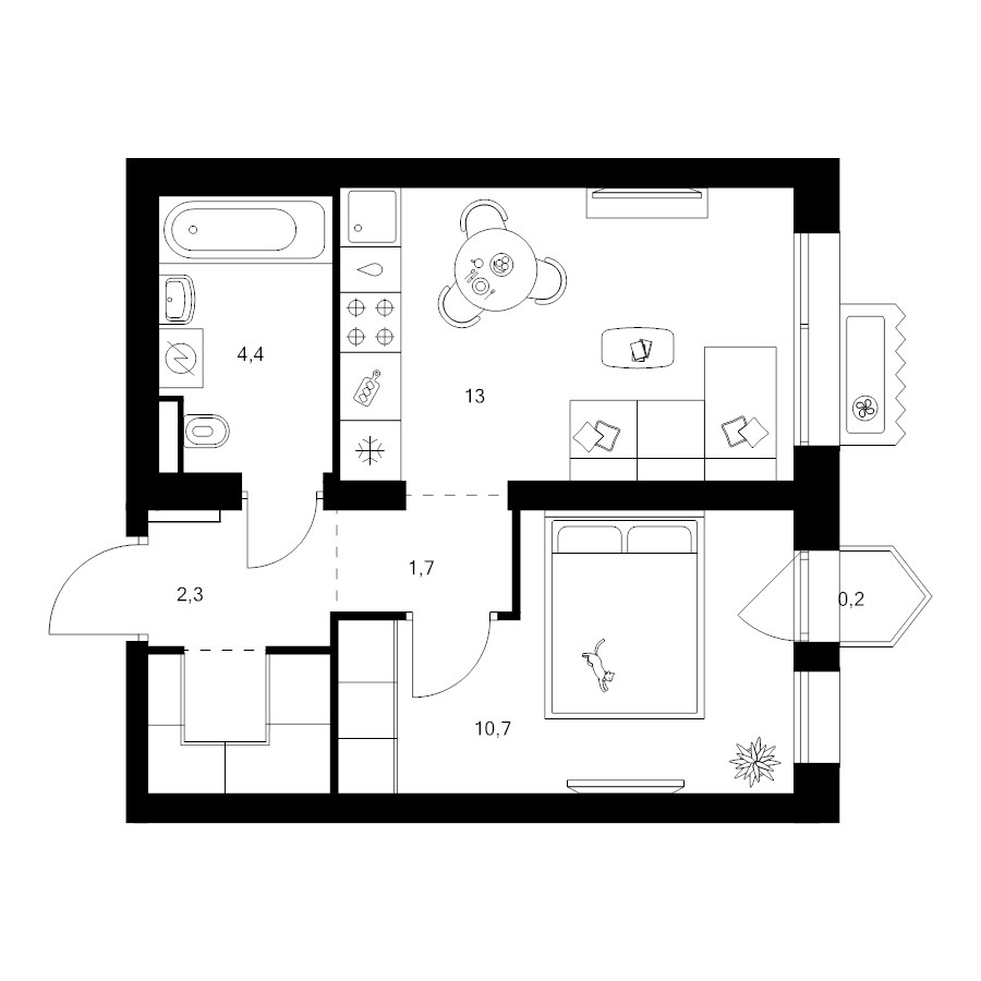 1 ккв 34,8 м²