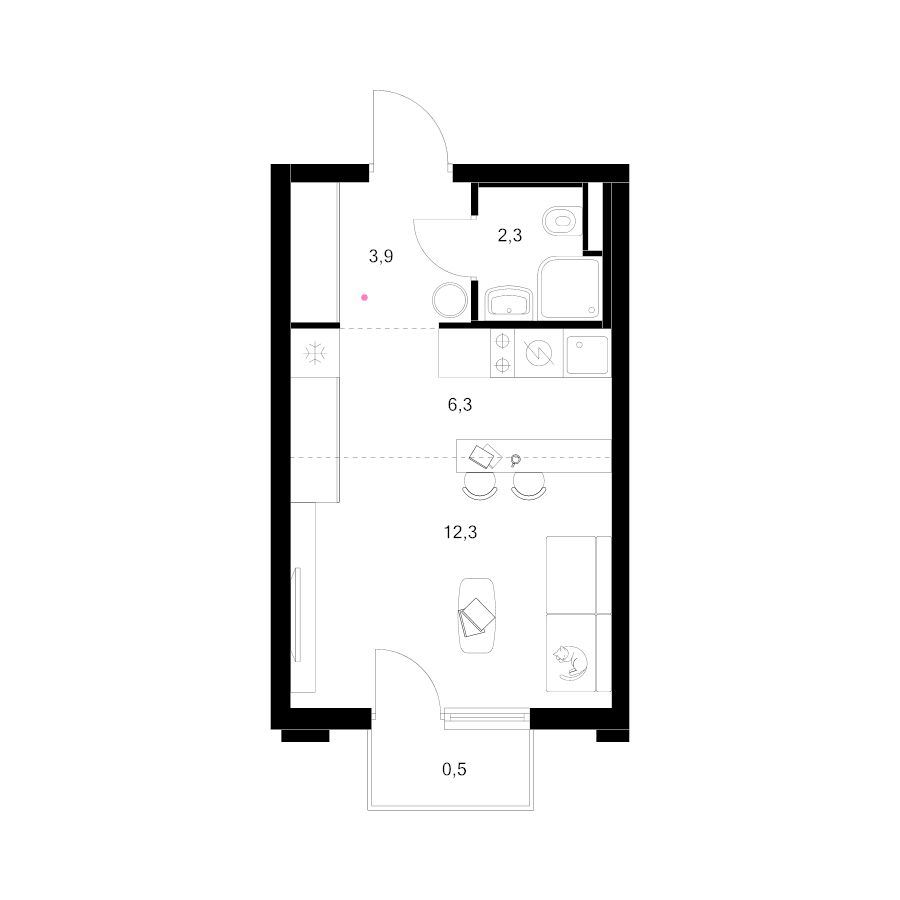 Студия 25,3 м²