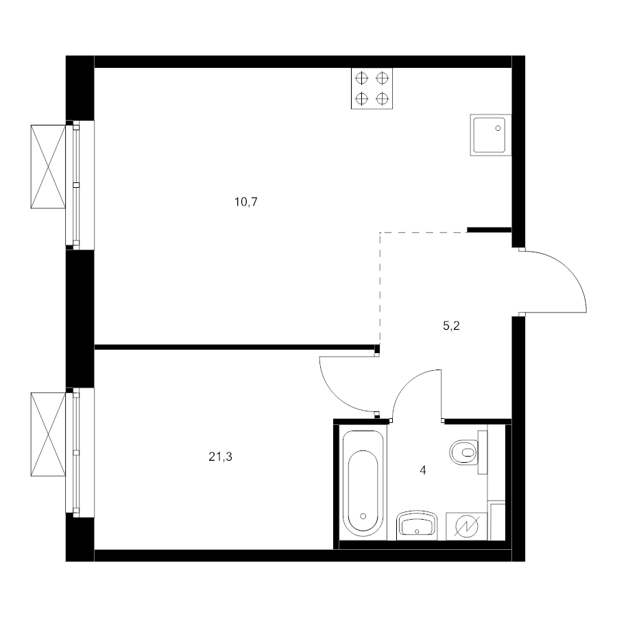 2 ккв (Евро) 40,9 м²
