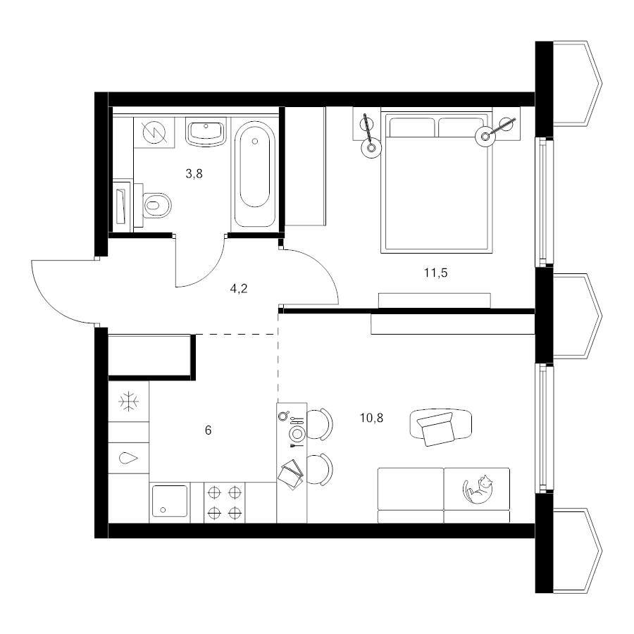 2 ккв (Евро) 36,3 м²