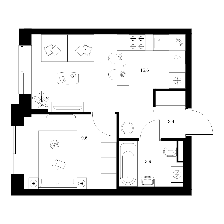 2 ккв (Евро) 32,5 м²