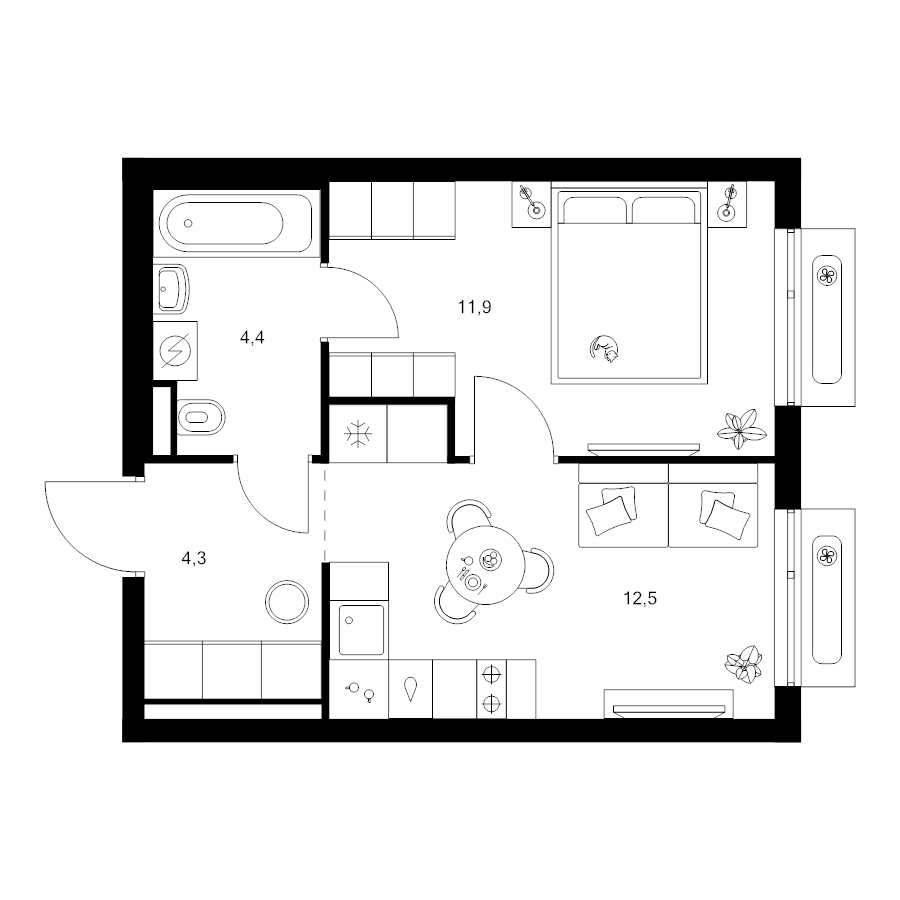1 ккв 33,1 м²