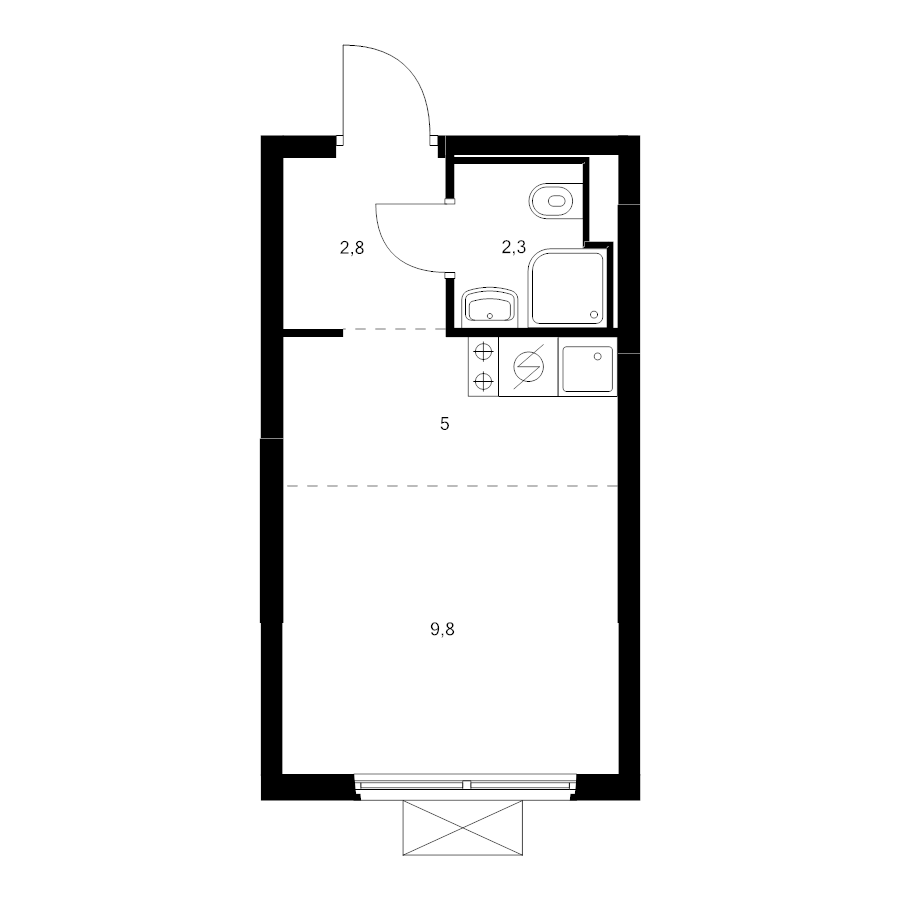 Студия 19,9 м²