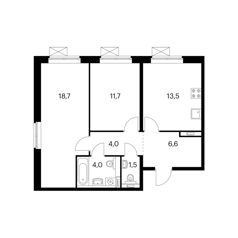 2 ккв 59,4 м²