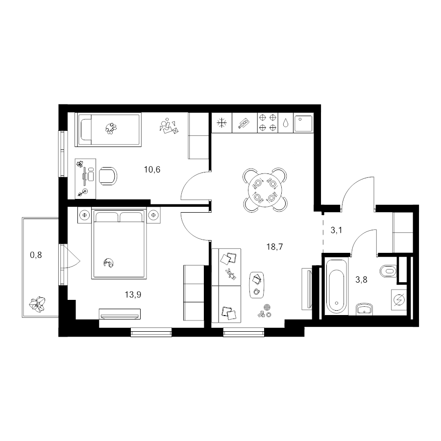 3 ккв (Евро) 50,9 м²