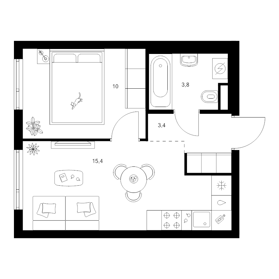 2 ккв (Евро) 32,6 м²