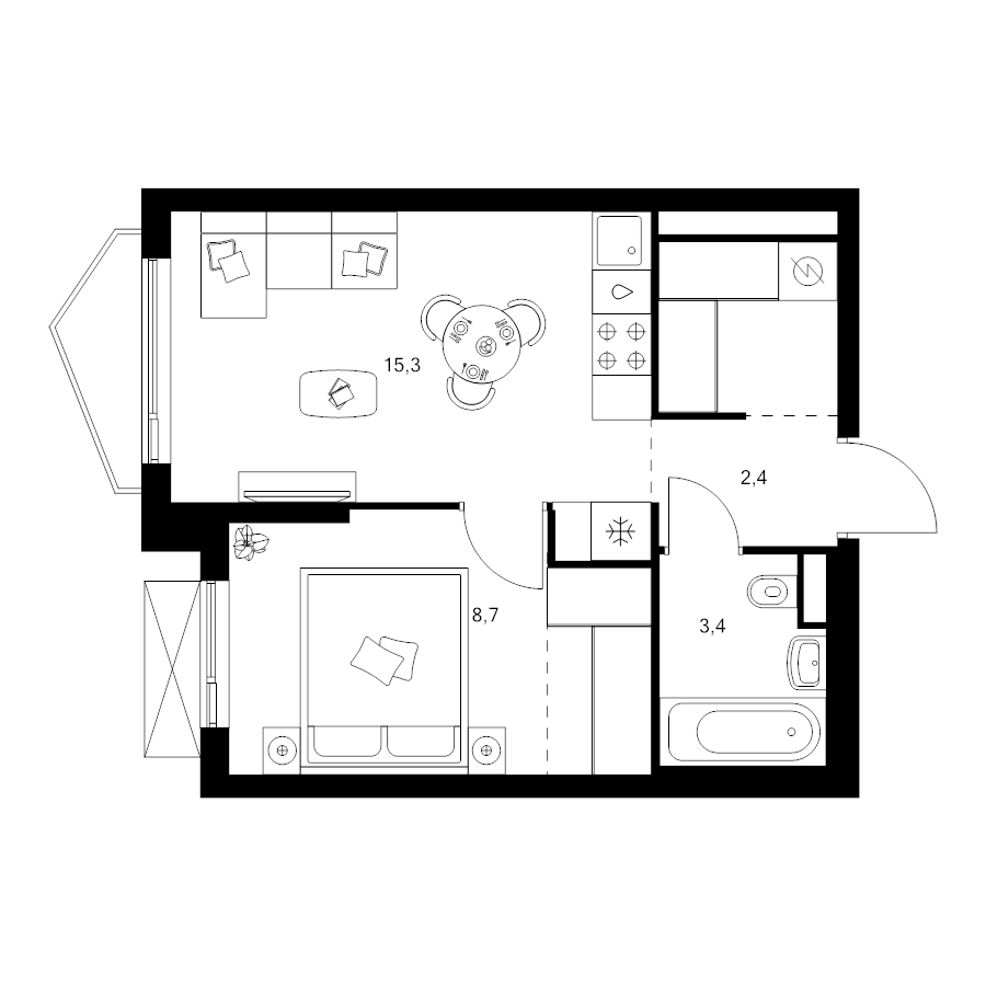 2 ккв (Евро) 35,2 м²