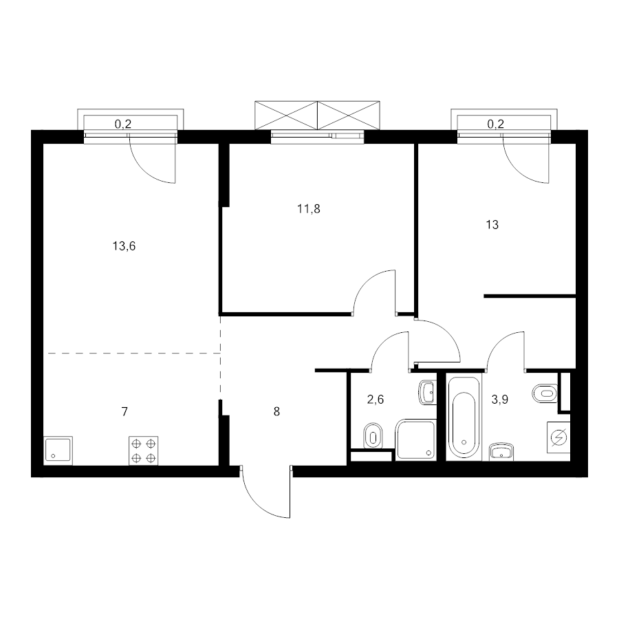3 ккв (Евро) 60,3 м²