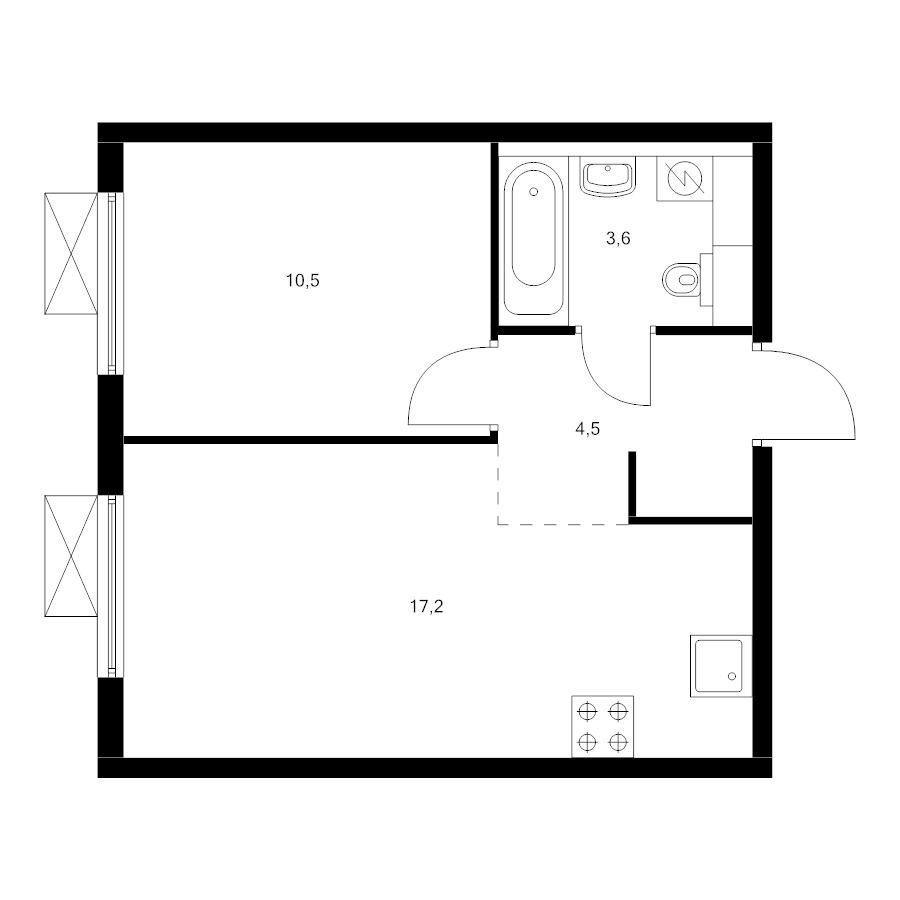 2 ккв (Евро) 35,5 м²