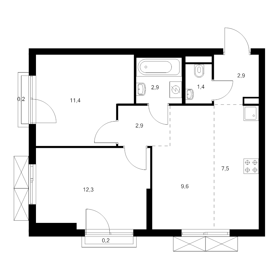 3 ккв (Евро) 51,3 м²