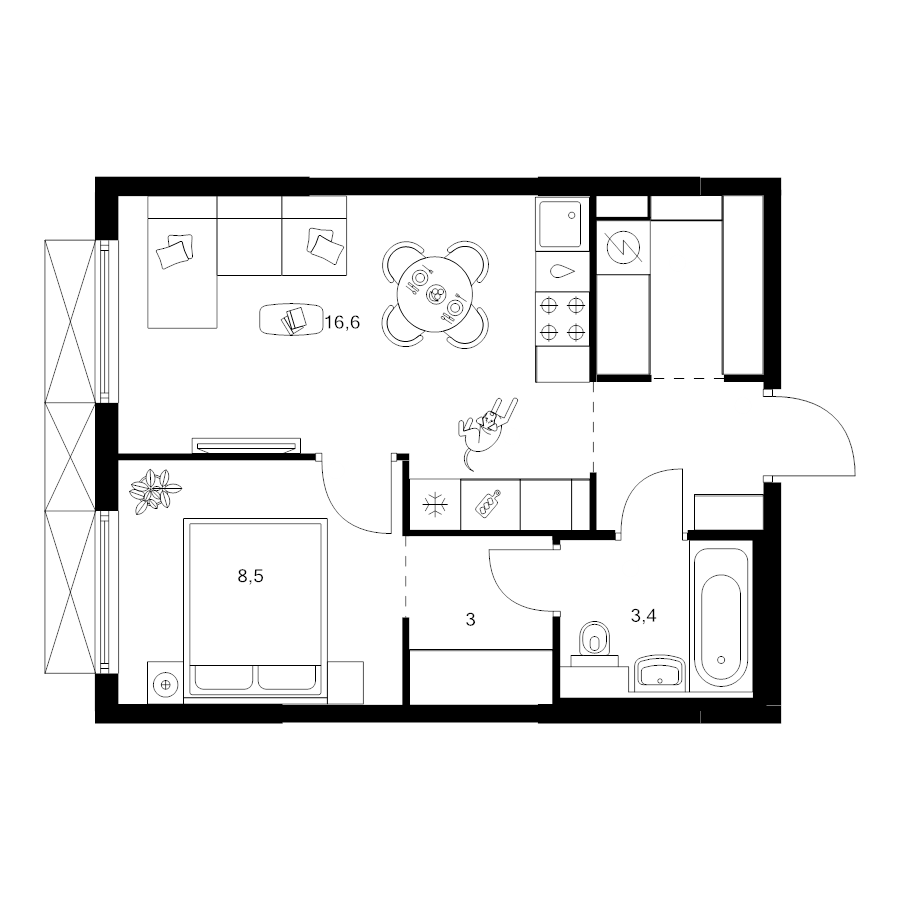 2 ккв (Евро) 37,8 м²