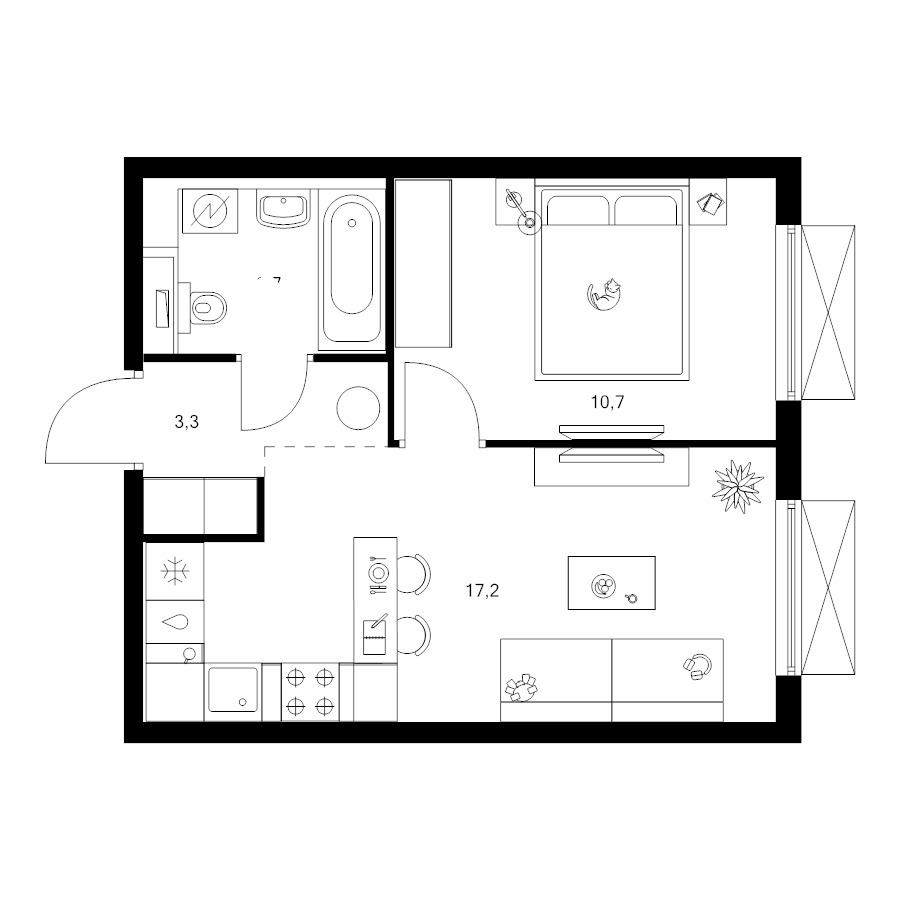2 ккв (Евро) 34,9 м²
