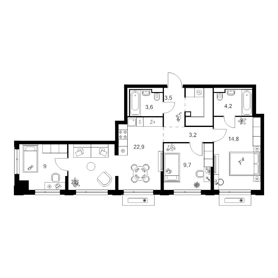 4 ккв (Евро) 75,2 м²